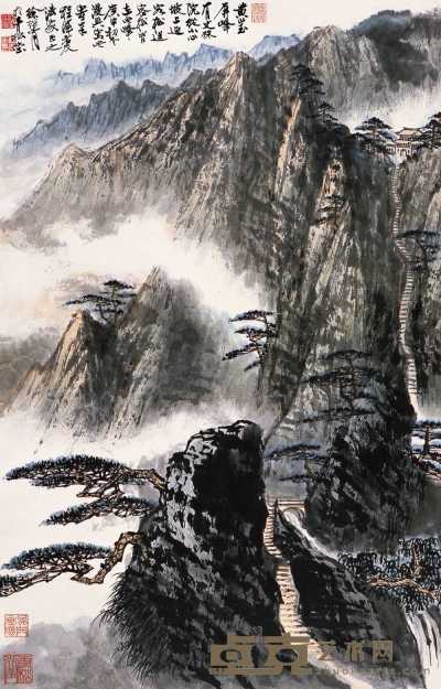 徐绍青 庚申（1980年）作 黄山玉屏峰 立轴 69×46cm